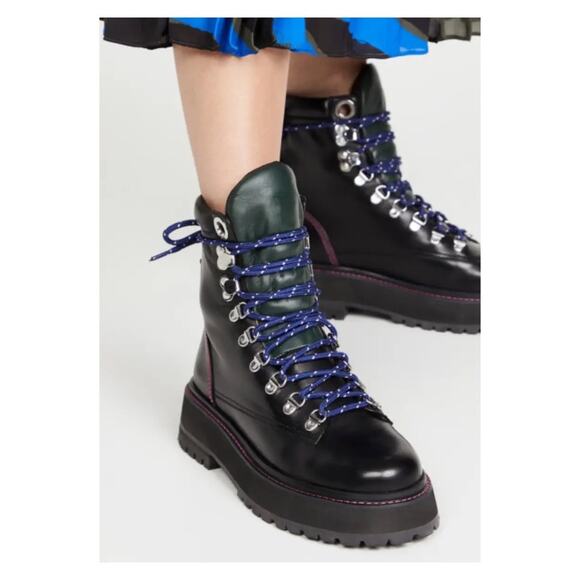 Larroude Jordan Low Leather Combat Boots Size 10 - Picture 1 of 14